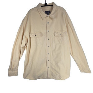 Vtg Eddie Bauer Shirt Mens Button Up XXL Tall Collared Yellow Workwear Gorpcore